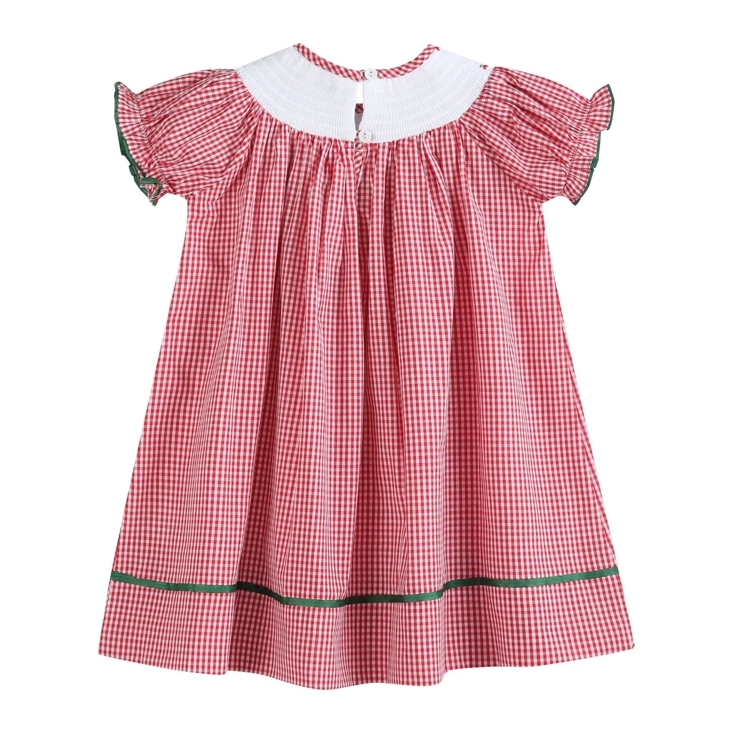 Red Gingham Apple Smocked Dress