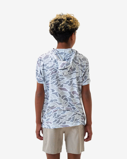 Youth Short Sleeve Performance Hoodie | White Camo