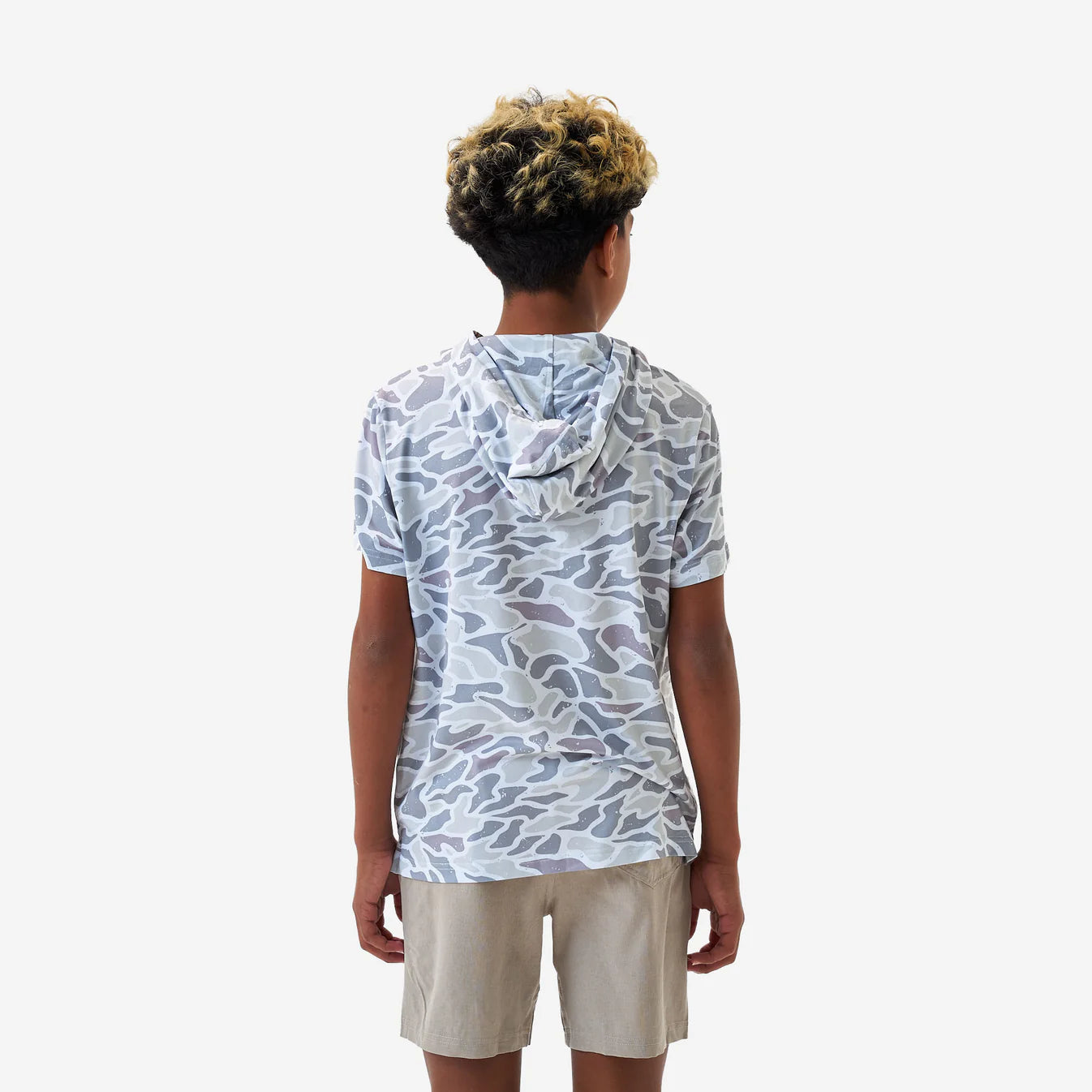 Youth Short Sleeve Performance Hoodie | White Camo