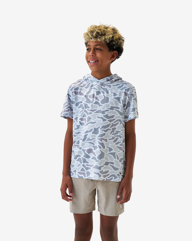 Youth Short Sleeve Performance Hoodie | White Camo