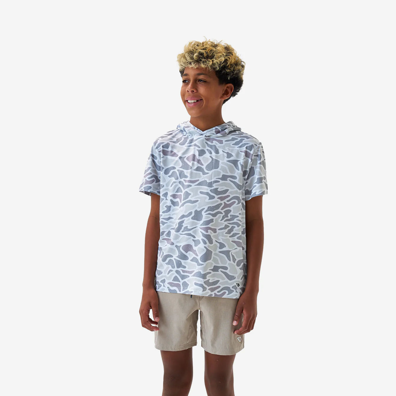 Youth Short Sleeve Performance Hoodie | White Camo