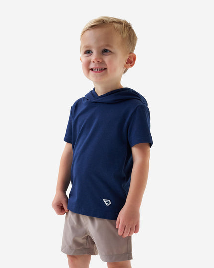 Youth Short Sleeve Performance Hoodie | Navy
