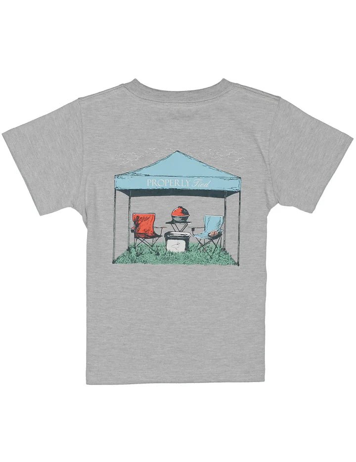Boys Cotton SS Tailgate Tee | Light Heather Grey