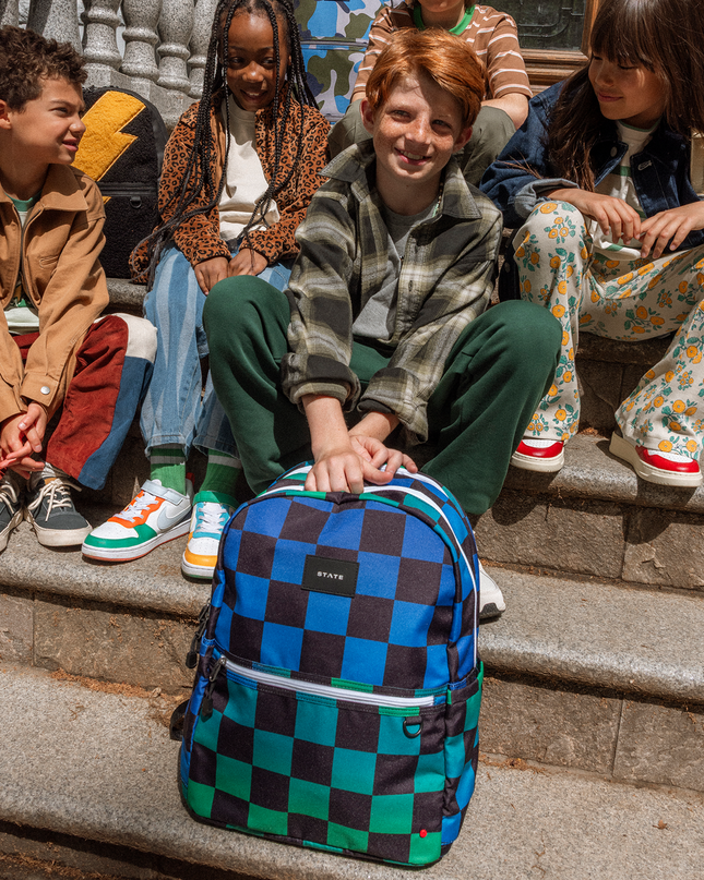 STATE Kane Backpack | Blue Checkerboard