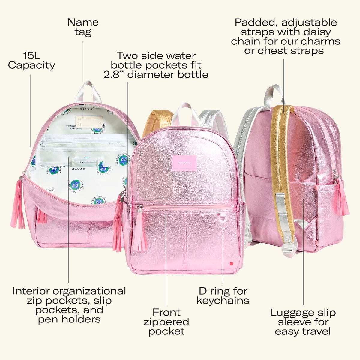 STATE Kane Backpack | Blue Pink Yellow Gradient