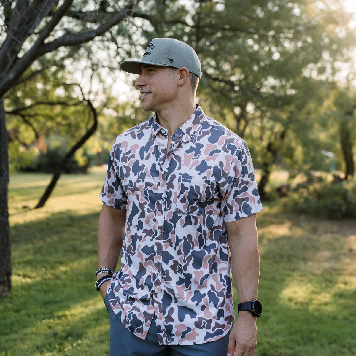 Men’s Performance Button Up - Vintage Camo