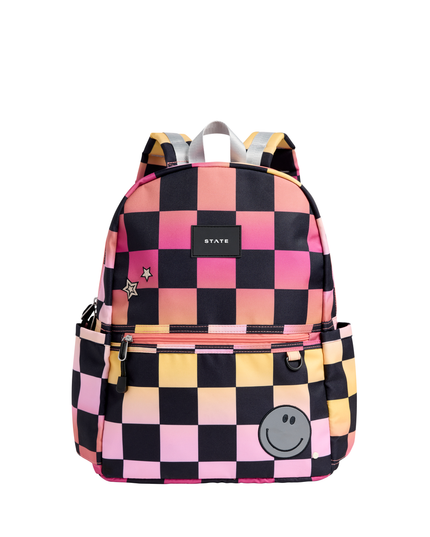 STATE Kane Double Pocket Backpack | Pink Checkerboard