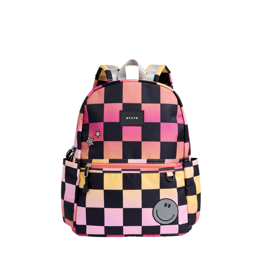 STATE Kane Double Pocket Backpack | Pink Checkerboard