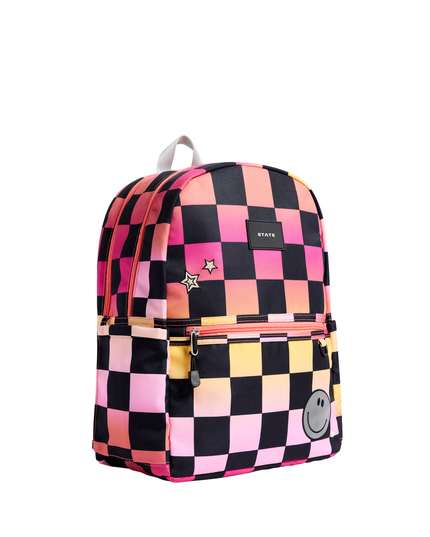 STATE Kane Double Pocket Backpack | Pink Checkerboard