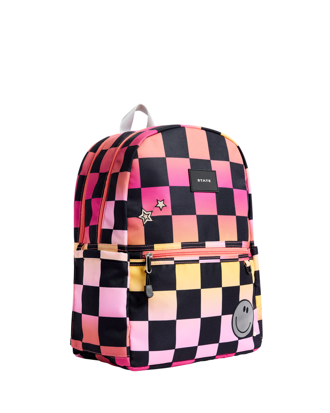 STATE Kane Double Pocket Backpack | Pink Checkerboard