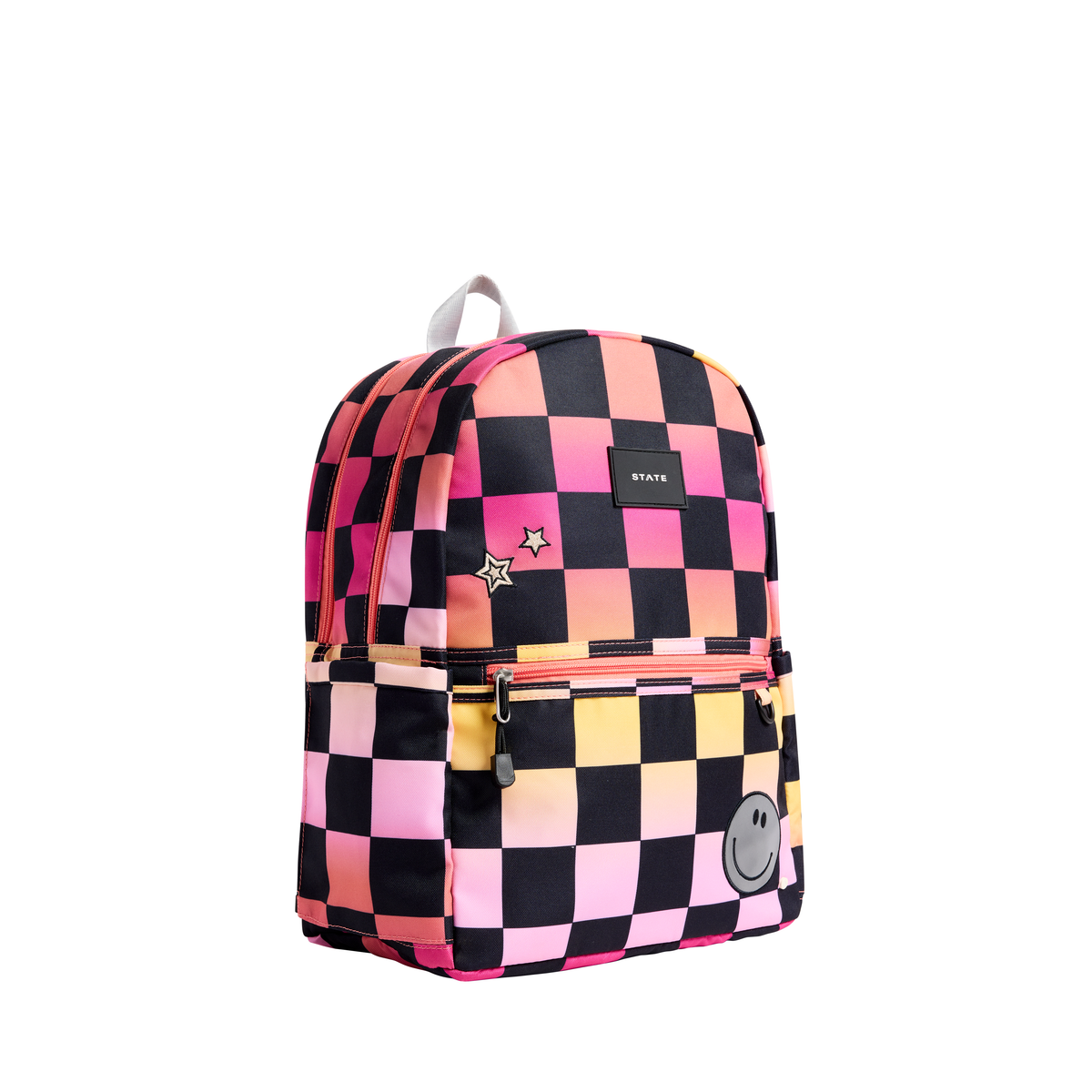 STATE Kane Double Pocket Backpack | Pink Checkerboard