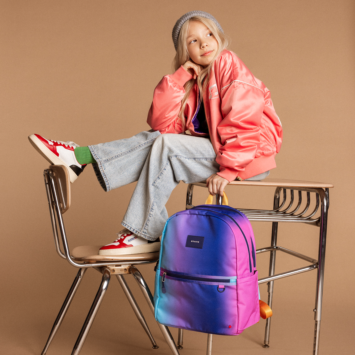 STATE Kane Double Pocket Backpack | Blue Pink Gradient