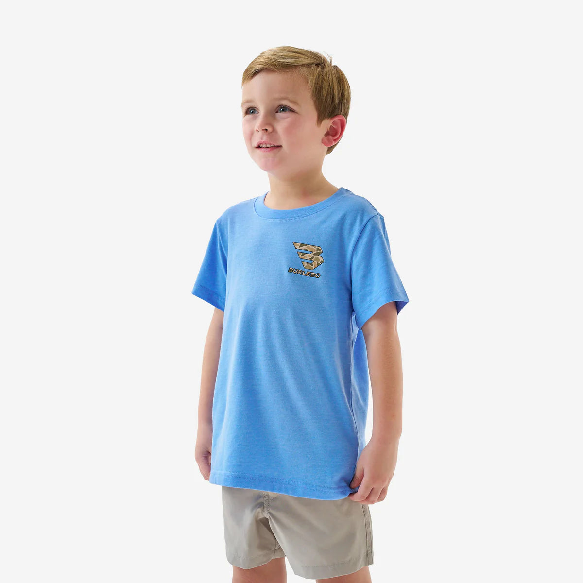 Youth Tee | Mallard Camo Dog | Heather Periwinkle
