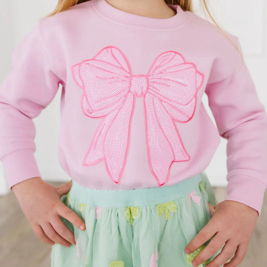 Bow Sequin Patch Sweatshirt