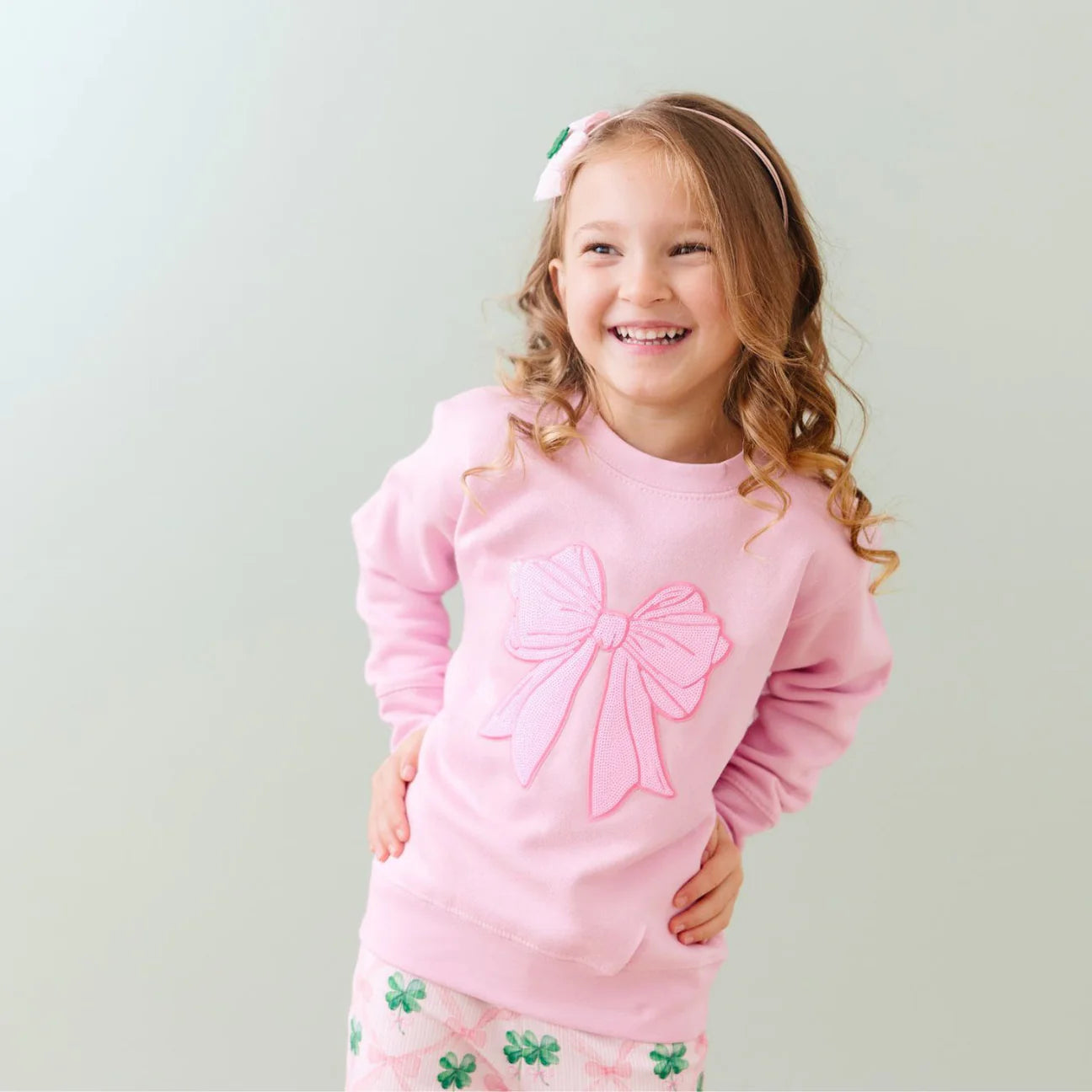 Bow Sequin Patch Sweatshirt
