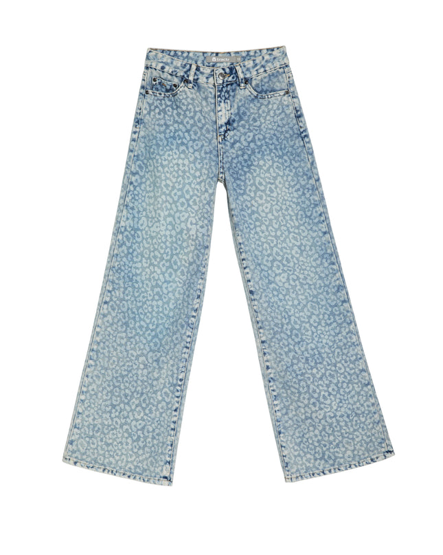 Wide Leg Jeans | Blue Leopard