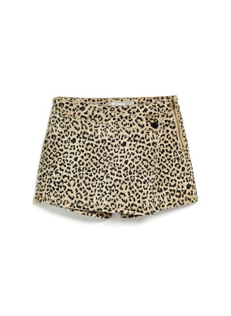 Tan Leopard Overflap Skort