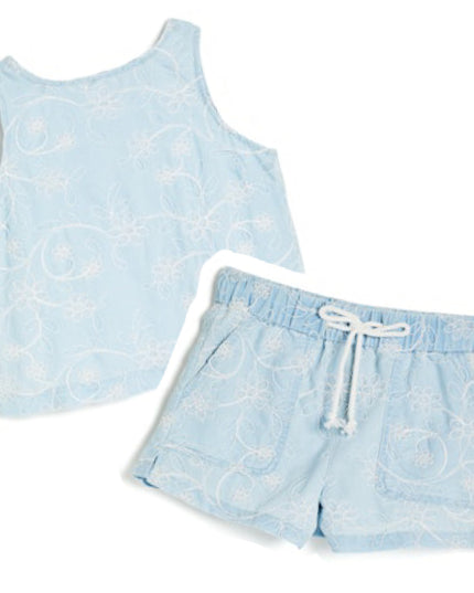 Embossed Denim Floral Set | Light Indigo