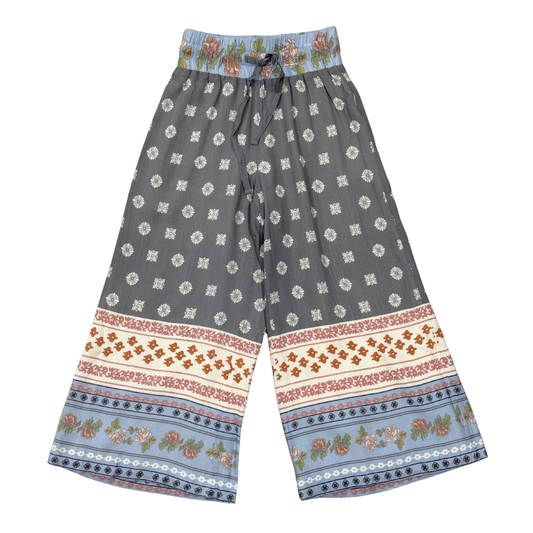 Boho Wide Leg Pants | Border Print