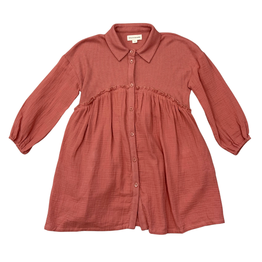 Button Front Gauze | Brick Red