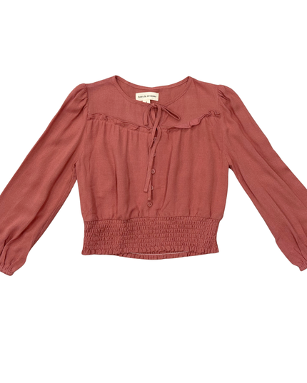 Blouson Long Sleeve Top | Brick Red