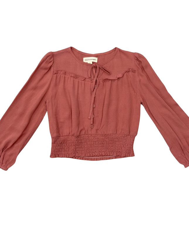 Blouson Long Sleeve Top | Brick Red