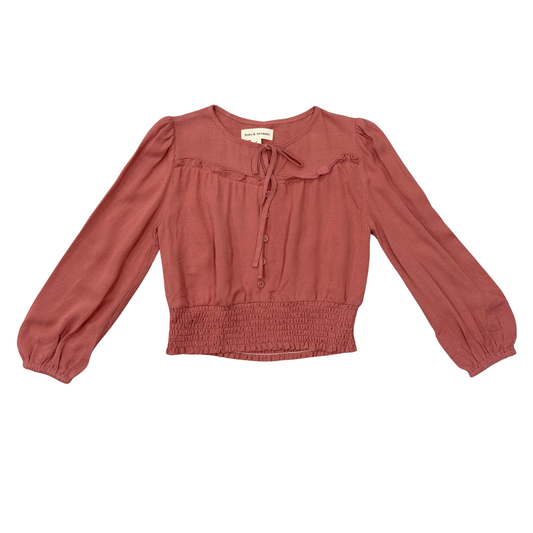 Blouson Long Sleeve Top | Brick Red