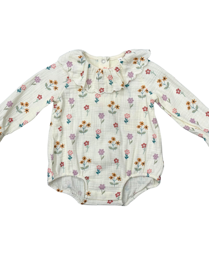 Gauze Frill Neck Bodysuit | Meadow Bloom