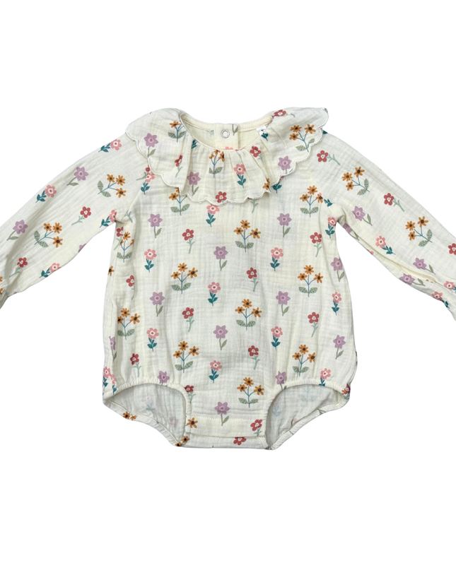 Gauze Frill Neck Bodysuit | Meadow Bloom