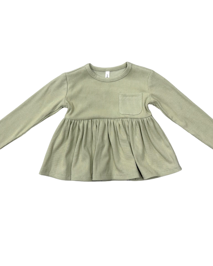 Ribbed Peplum Shirt | Sage