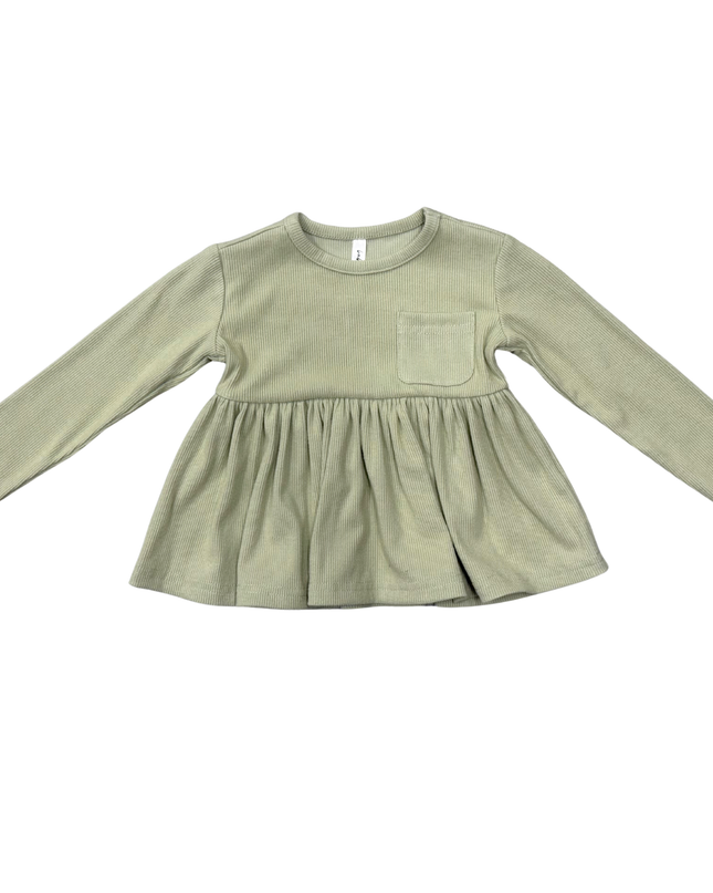 Ribbed Peplum Shirt | Sage