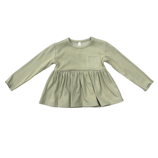 Ribbed Peplum Shirt | Sage