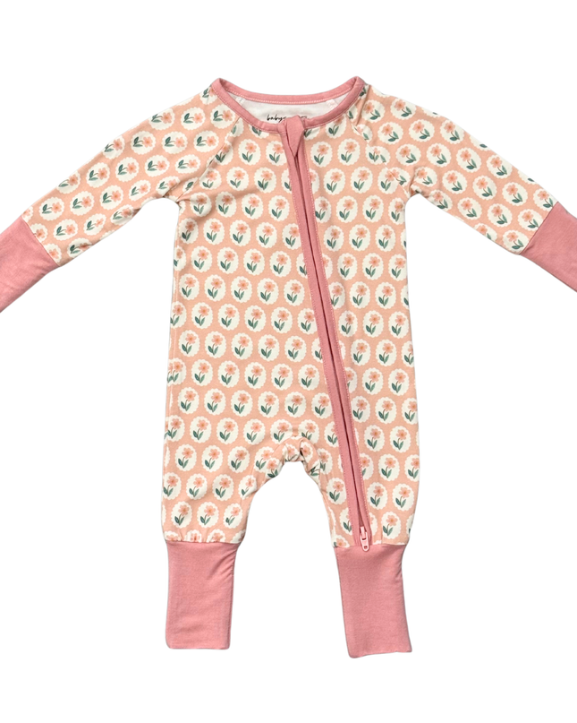 Long Sleeve Zip Romper | Framed Flower