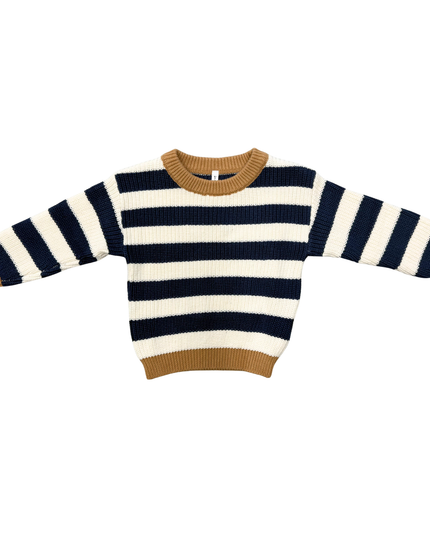 Knit Sweater | Charcoal Bronze Stripe