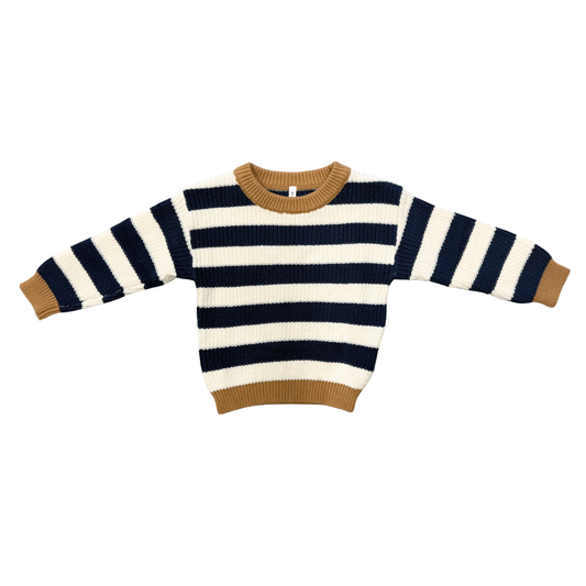 Knit Sweater | Charcoal Bronze Stripe