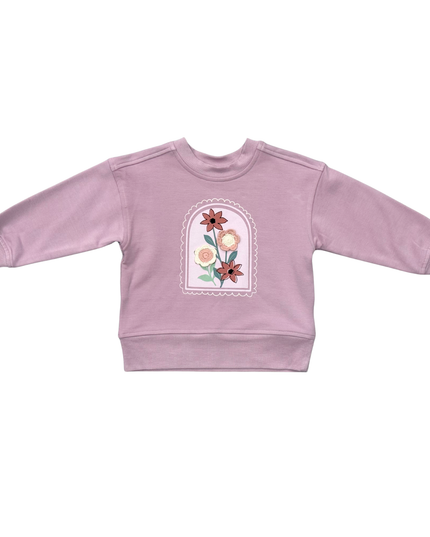 Crochet Flower Boxy Sweatshirt | Purple
