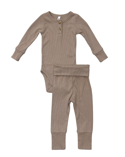 Ribbed Henley Bodysuit Set | Portabella