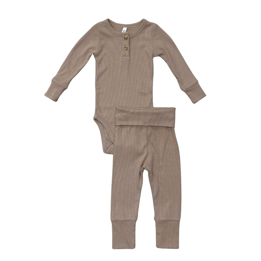 Ribbed Henley Bodysuit Set | Portabella