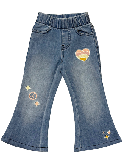 Flare Denim Jeans | Mid Blue Wash