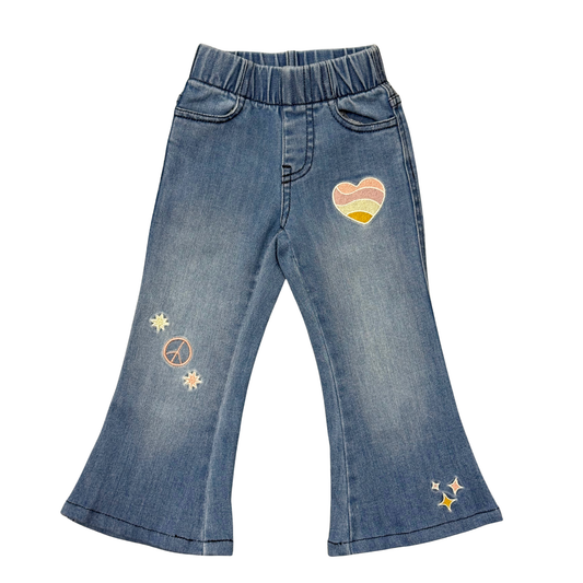 Flare Denim Jeans | Mid Blue Wash