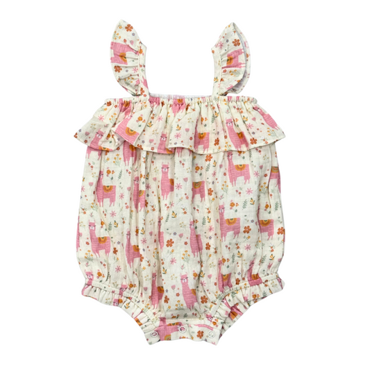 Gauze Bubble Romper | Llamas