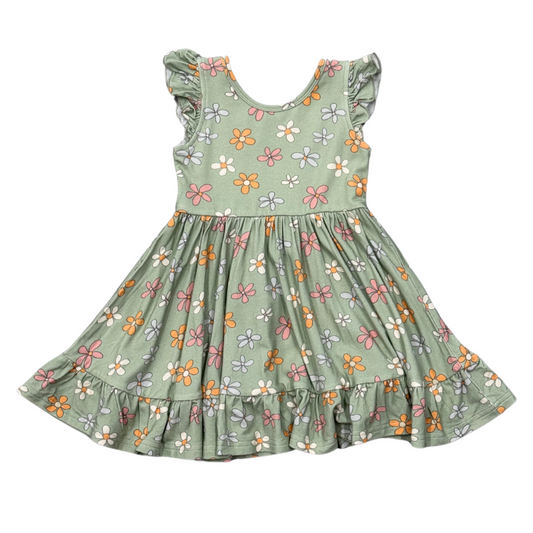 Sleeveless Twirl Dress | Mint Daisy