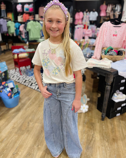 Pleated Side Wide Leg Jeans | Light Indigo