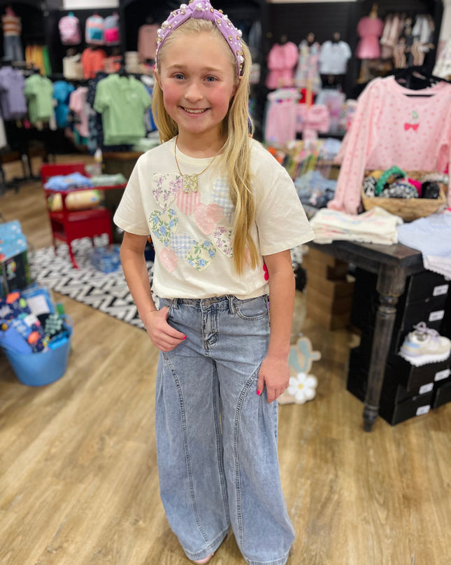Pleated Side Wide Leg Jeans | Light Indigo