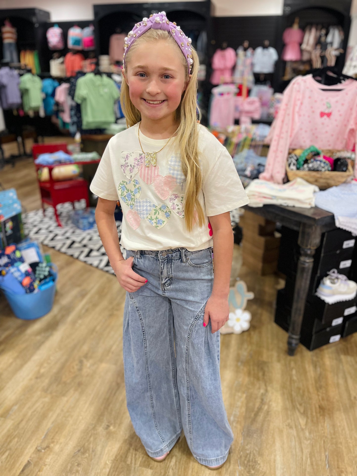 Pleated Side Wide Leg Jeans | Light Indigo