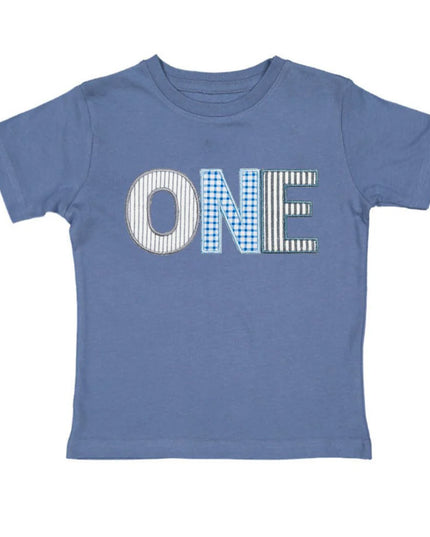 “One” Patchwork Short Sleeve | Indigo