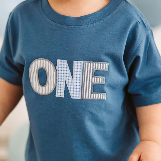 “One” Patchwork Short Sleeve | Indigo