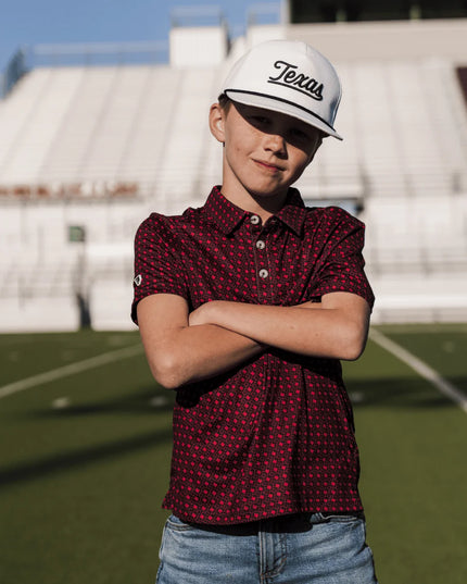 Youth Performance Polo | Vintage Helmets Black and Red