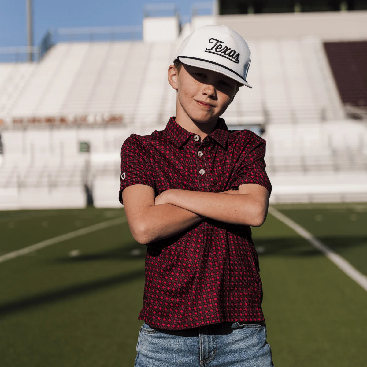 Youth Performance Polo | Vintage Helmets Black and Red