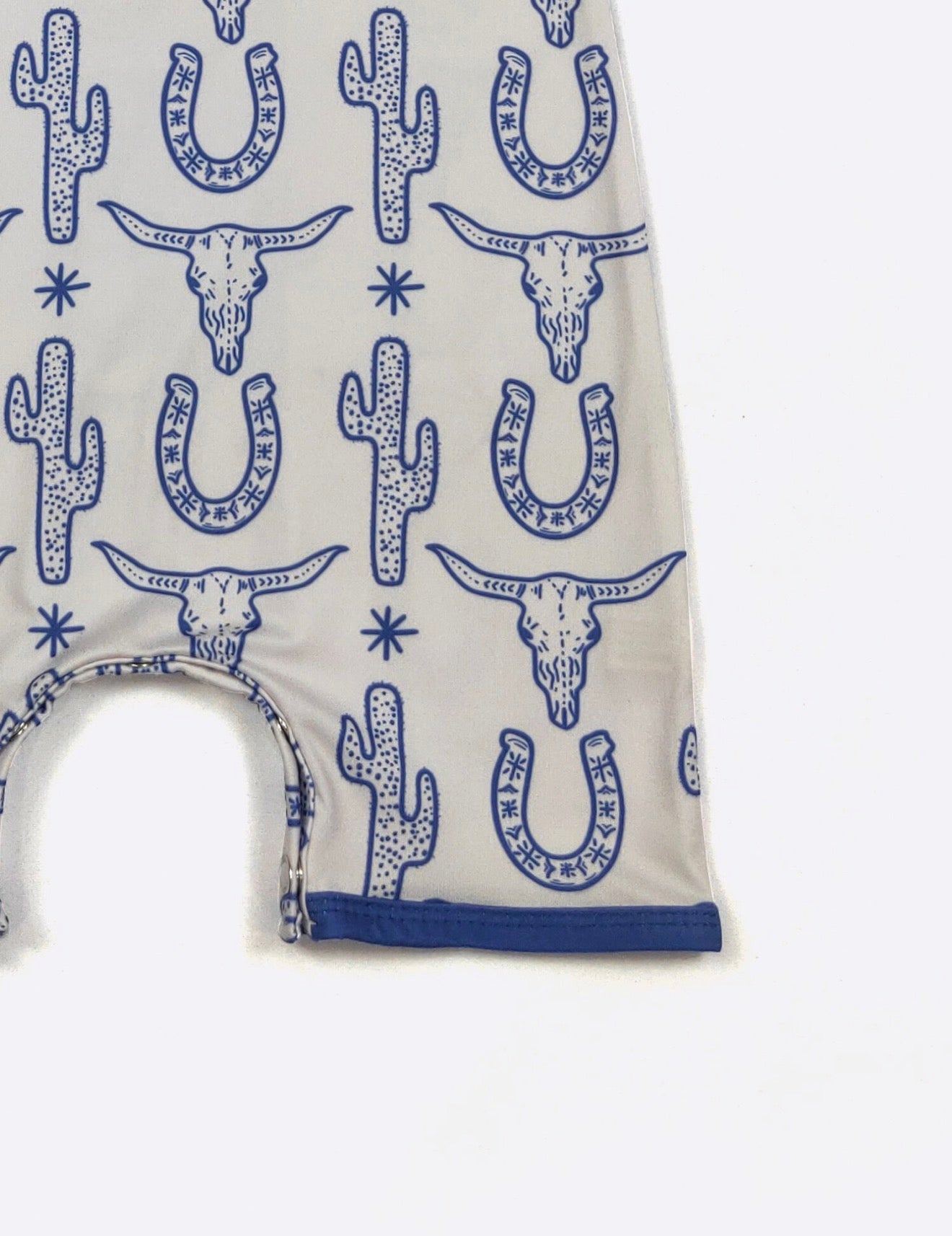Steer Horns & Horseshoes Romper | Blue